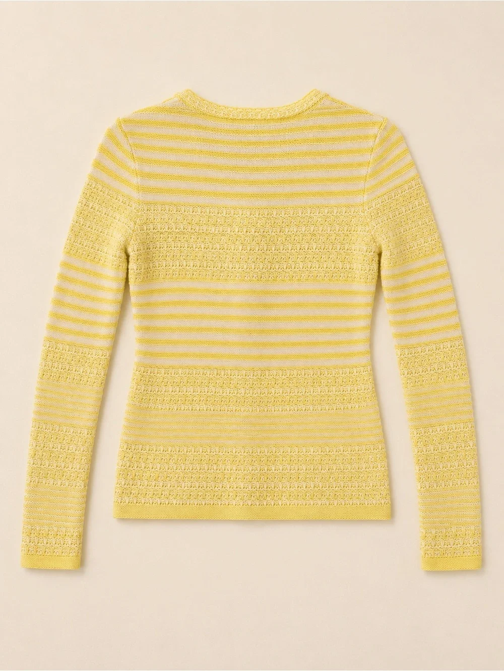 Trina Turk Yellow White Striped Cotton Knit Button-Front Cardigan Sweater Sz S